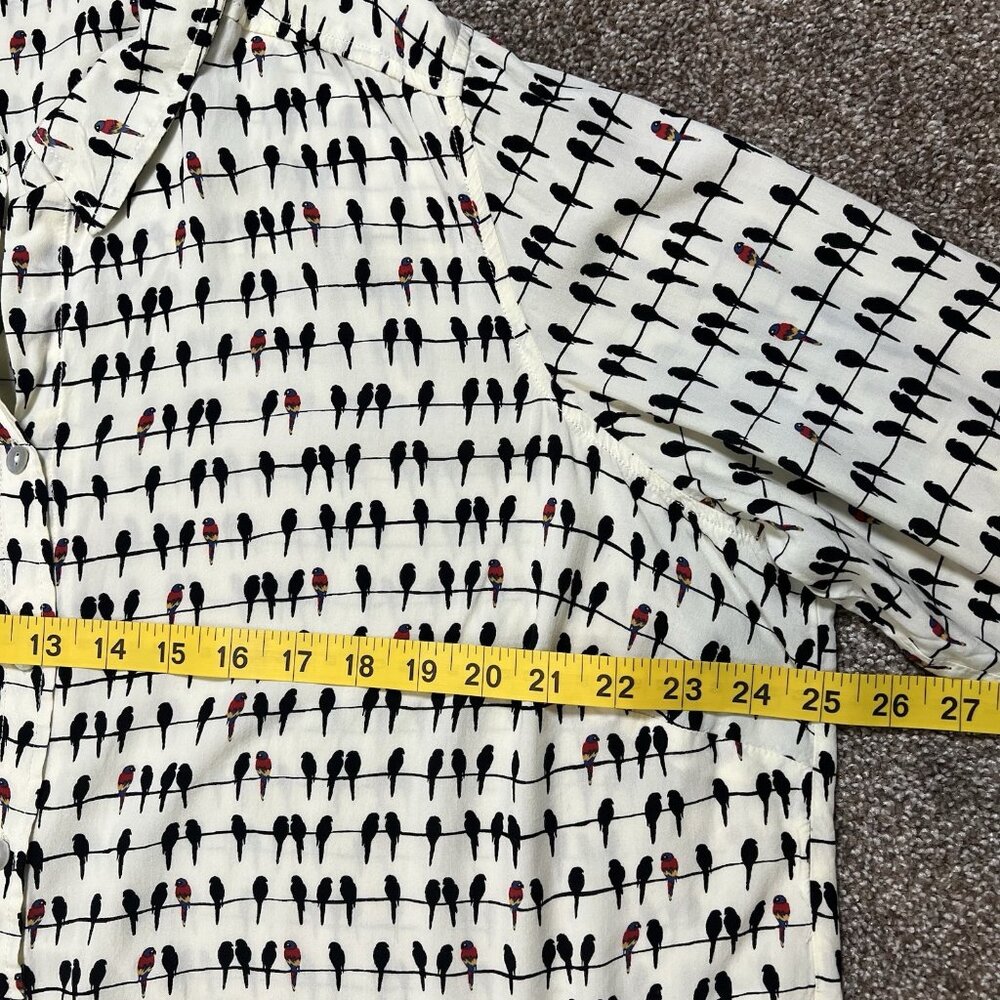 Jane and Delancey Women’s Blouse Birds Tab Sleeve Button Rayon Shirt Plus 1X - Picture 6 of 11